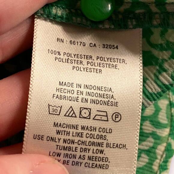 HD in Paris (Anthropologie Import) Green Abstract Ruffle Front Tank Blouse 6 - Picture 5 of 9